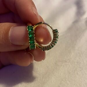 Pretty Bird Gold and Green Gemstone Earrings Gold Plated